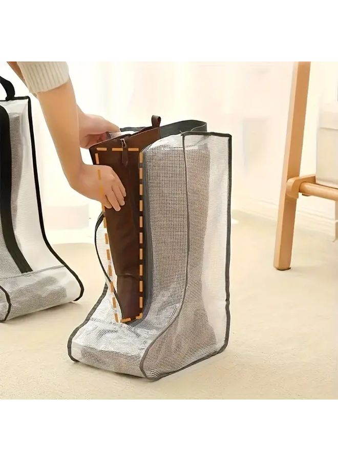 Long Style Black Transparent PVC Shoe Storage Bags Waterproof Dustproof Zipper Foldable Organizer - Image 2